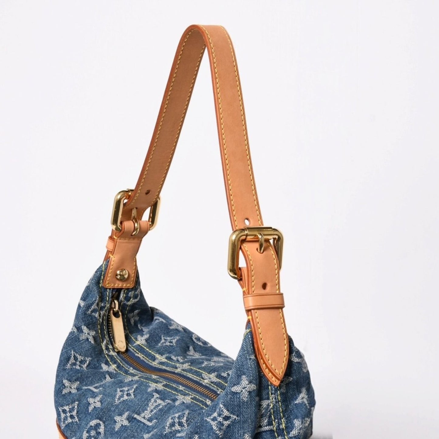 Louis Vuitton Monogram Denim Baggy GM Shoulder Bag Indigo Blue Gold — view 6
