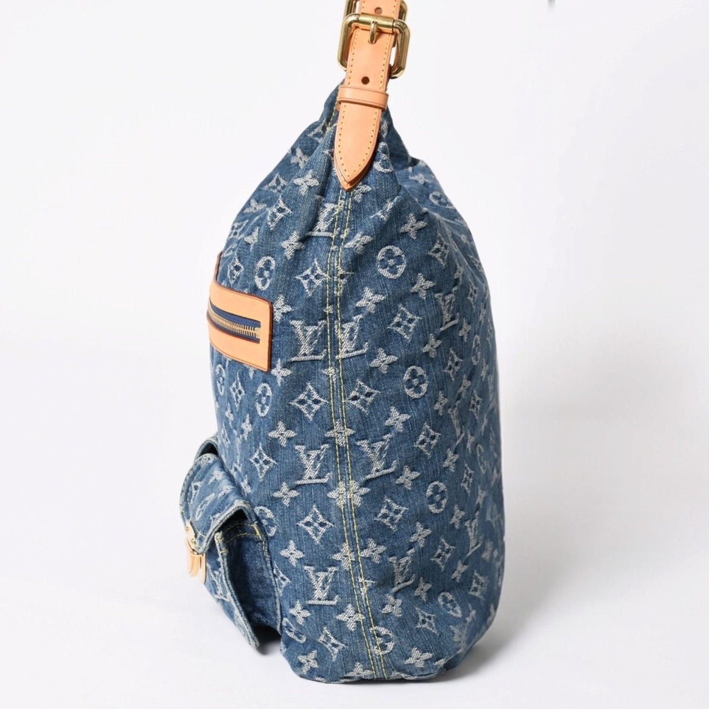 Louis Vuitton Monogram Denim Baggy GM Shoulder Bag Indigo Blue Gold — view 4