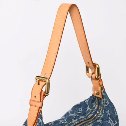 Louis Vuitton Monogram Denim Baggy GM Shoulder Bag Indigo Blue Gold — view 5