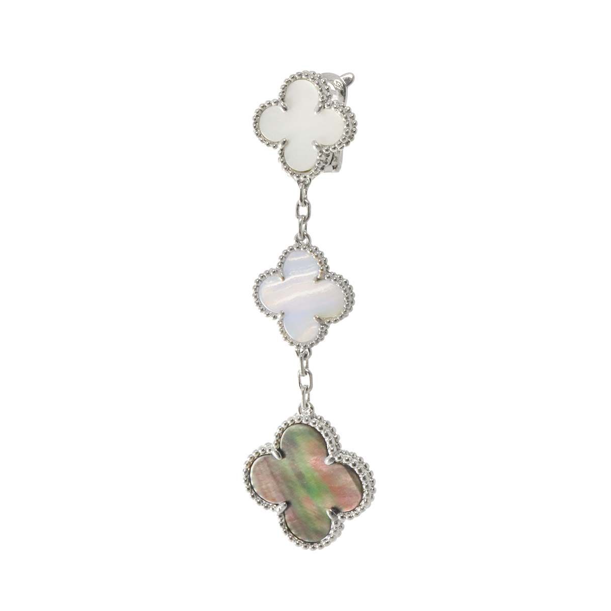 Van Cleef & Arpels Magic Alhambra Earrings Shell Chalcedony 18K WG 750 One Side — view 2