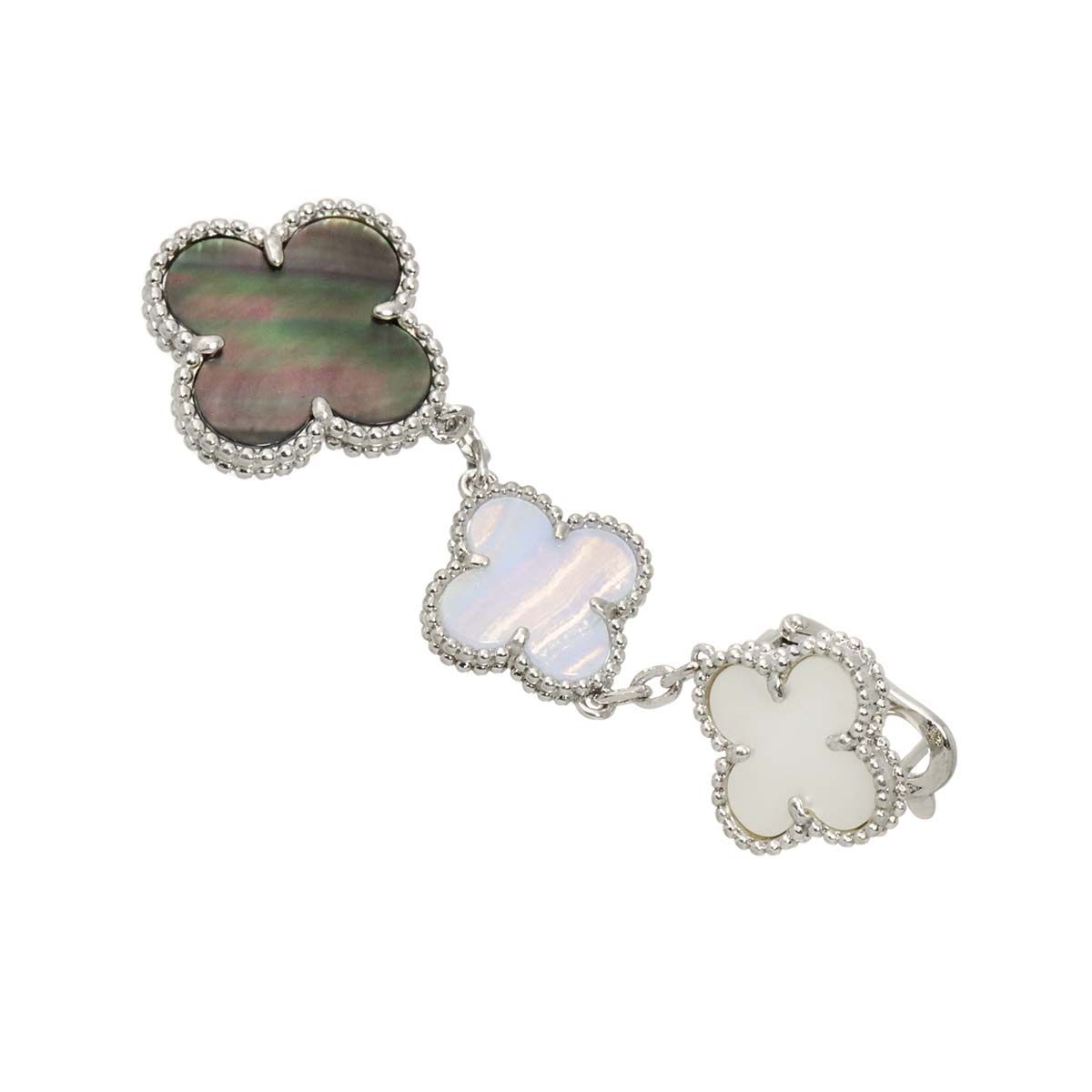 Van Cleef & Arpels Magic Alhambra Earrings Shell Chalcedony 18K WG 750 One Side — view 3