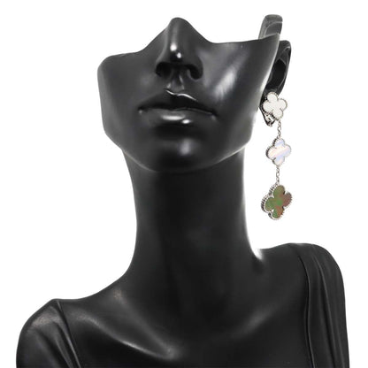 Van Cleef & Arpels Magic Alhambra Earrings Shell Chalcedony 18K WG 750 One Side — view 6