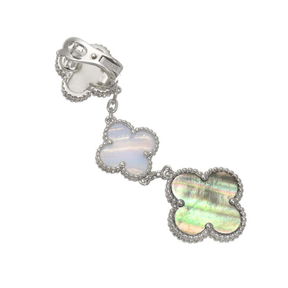 Van Cleef & Arpels Magic Alhambra Earrings Shell Chalcedony 18K WG 750 One Side — view 4
