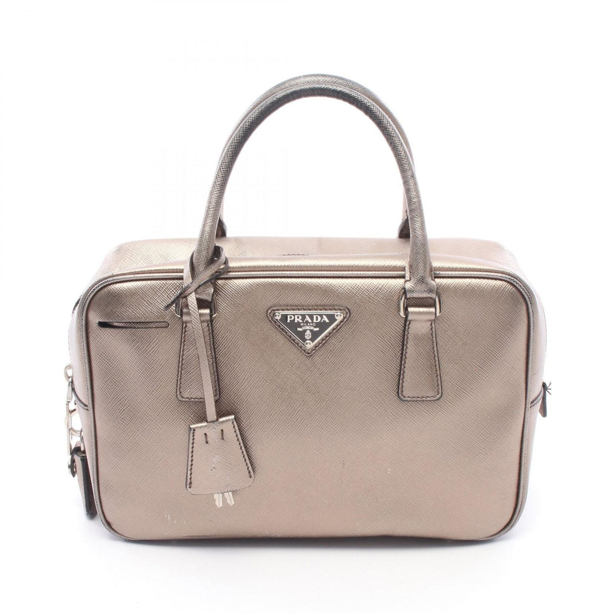 Prada Handbag Galleria Gold Leather Triangle Logo Hand Bag