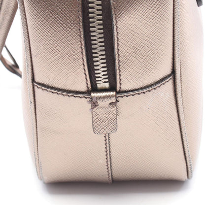 Prada Handbag Galleria Gold Leather Triangle Logo Hand Bag — view 7