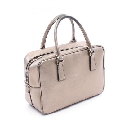 Prada Handbag Galleria Gold Leather Triangle Logo Hand Bag — view 2