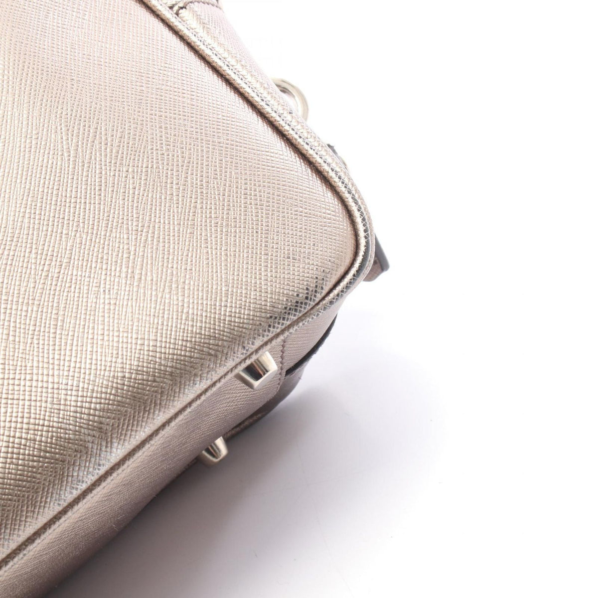 Prada Handbag Galleria Gold Leather Triangle Logo Hand Bag — view 8