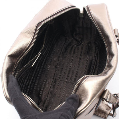 Prada Handbag Galleria Gold Leather Triangle Logo Hand Bag — view 3