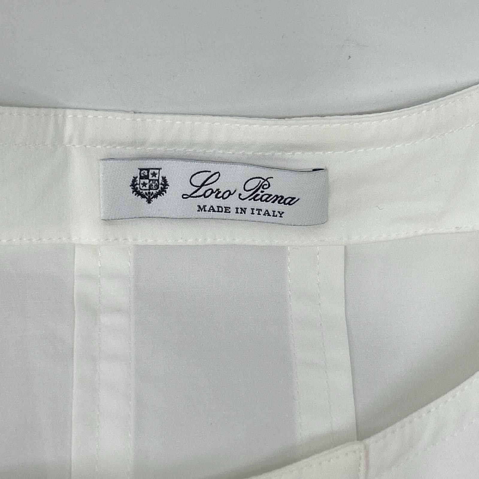 Loro Piana White Beige Cotton Drawstring Dress 40 — view 3