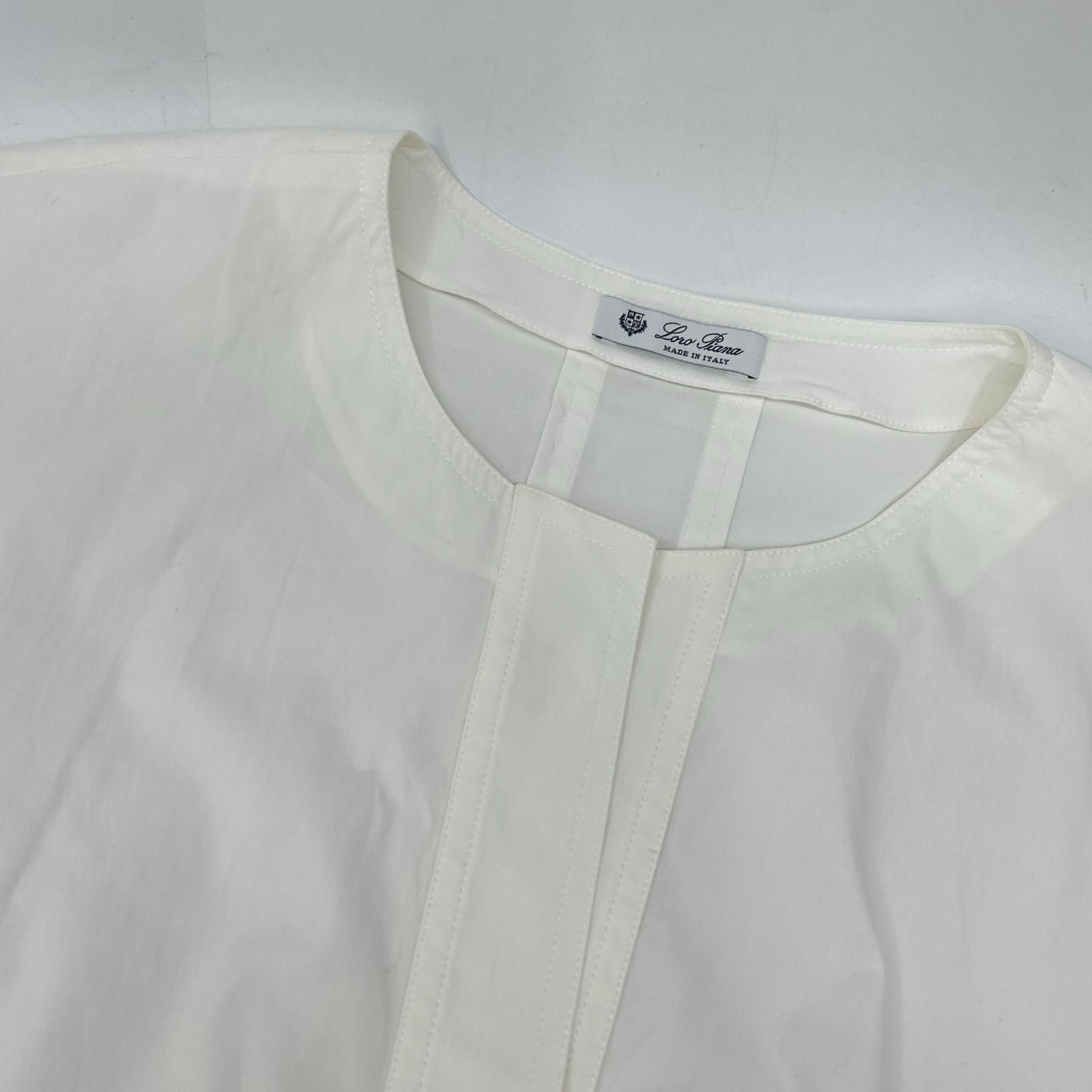 Loro Piana White Beige Cotton Drawstring Dress 40 — view 6
