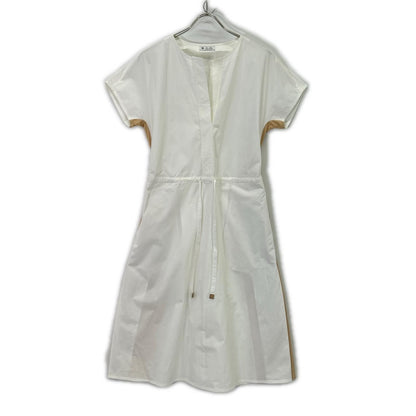 Loro Piana White Beige Cotton Drawstring Dress 40