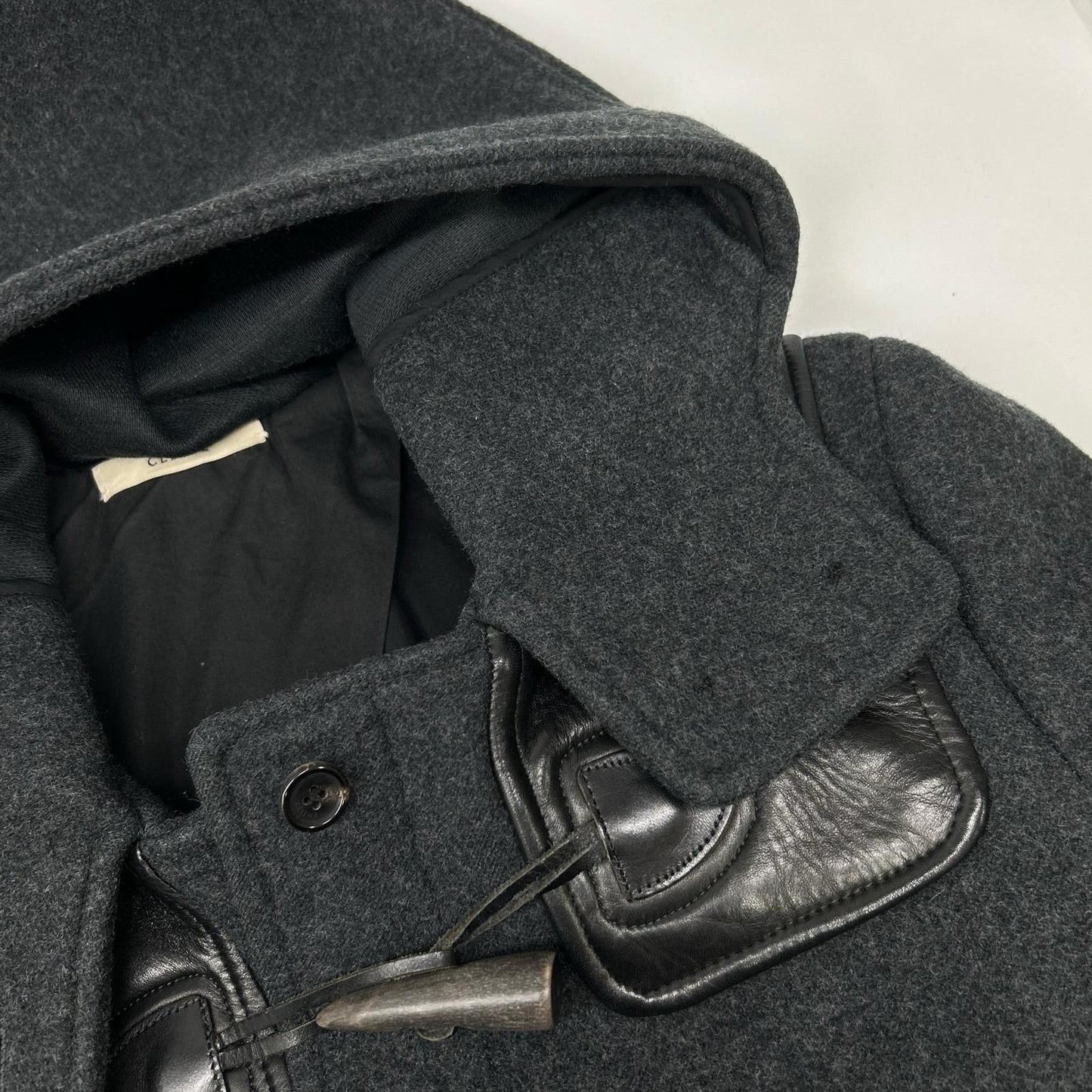 Celine Phoebe Philo Era Charcoal Gray Wool Lambskin Hooded Duffle Coat 34 — view 7