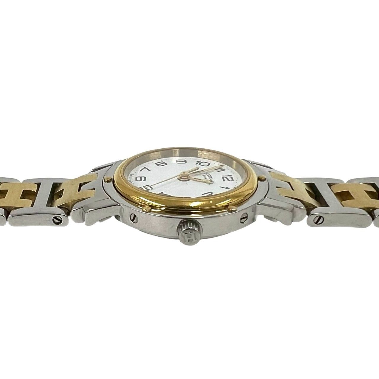Hermes Vintage Clipper Stainless Steel Quartz Watch Silver Gold — view 6