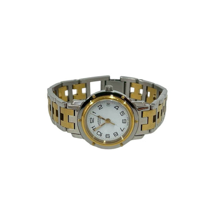Hermes Vintage Clipper Stainless Steel Quartz Watch Silver Gold — view 7