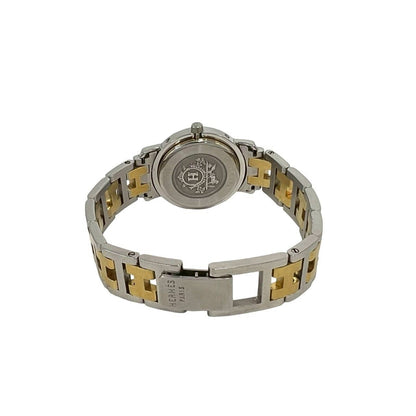 Hermes Vintage Clipper Stainless Steel Quartz Watch Silver Gold — view 8