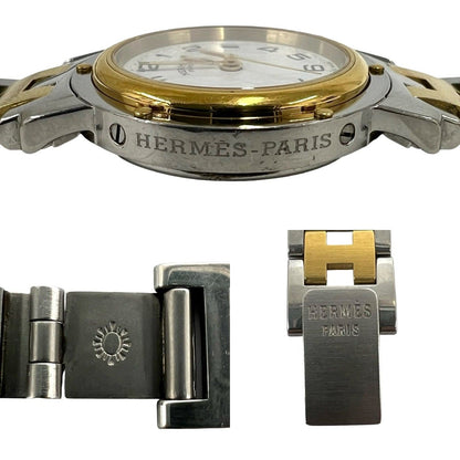 Hermes Vintage Clipper Stainless Steel Quartz Watch Silver Gold — view 3