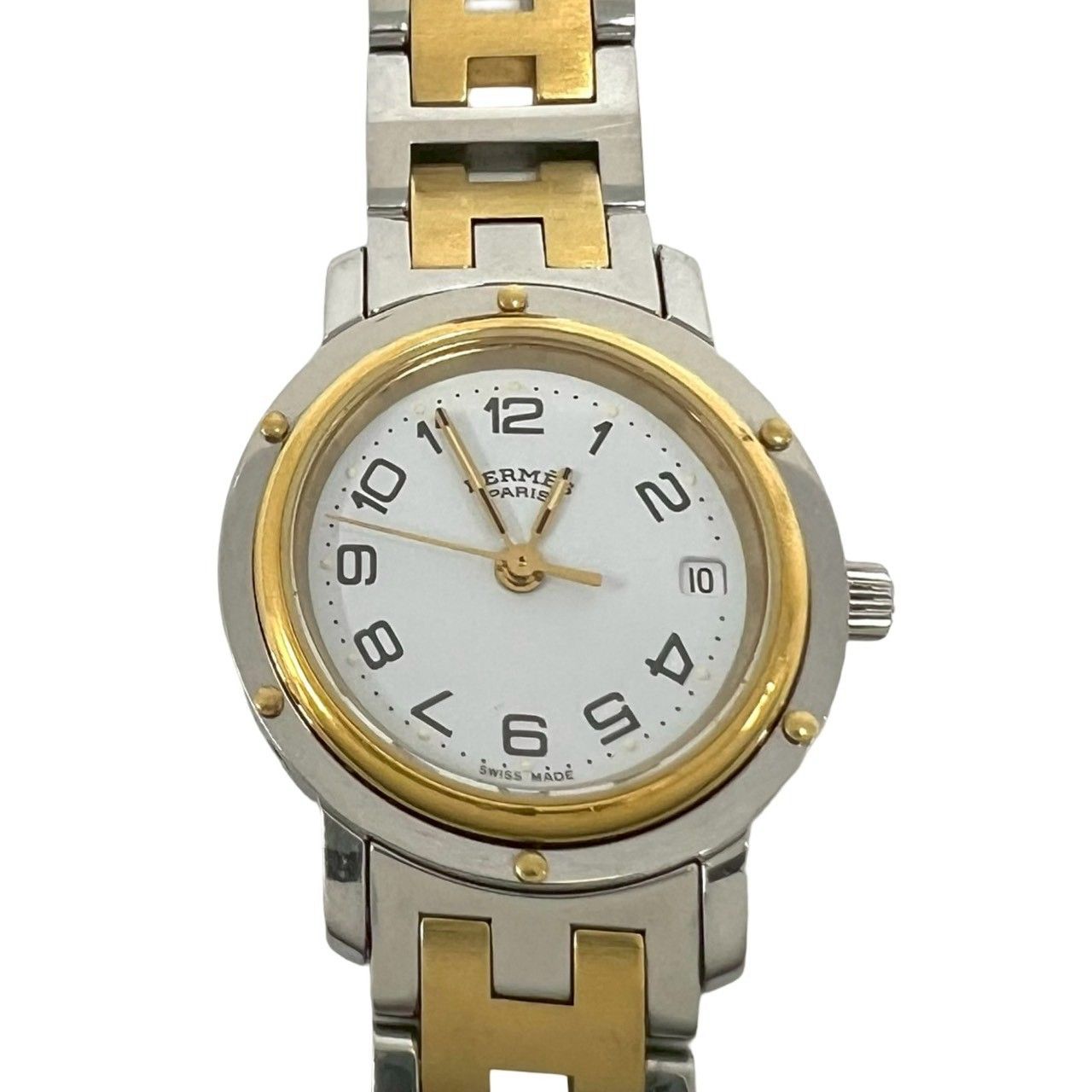Hermes Vintage Clipper Stainless Steel Quartz Watch Silver Gold — view 4