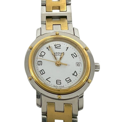 Hermes Vintage Clipper Stainless Steel Quartz Watch Silver Gold — view 4