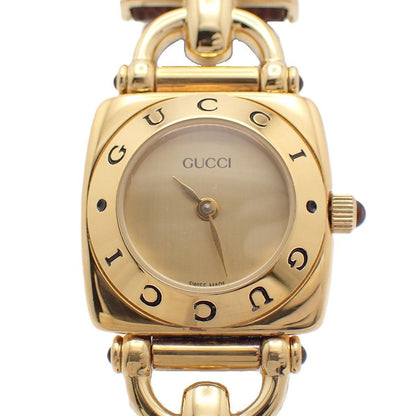 Gucci Quartz Watch Gold Brown Leather