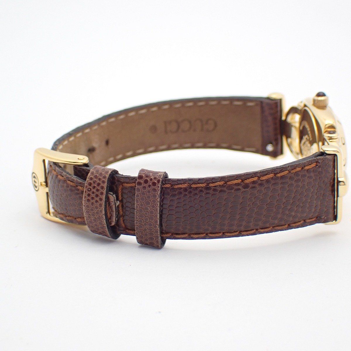 Gucci Quartz Watch Gold Brown Leather — view 4