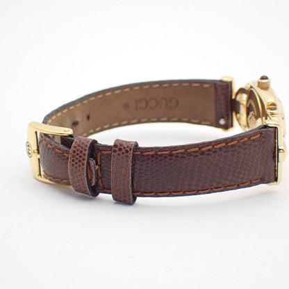 Gucci Quartz Watch Gold Brown Leather — view 4