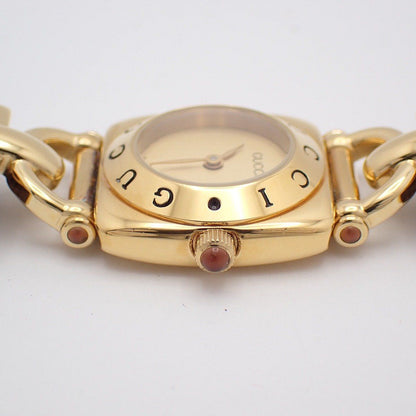 Gucci Quartz Watch Gold Brown Leather — view 6
