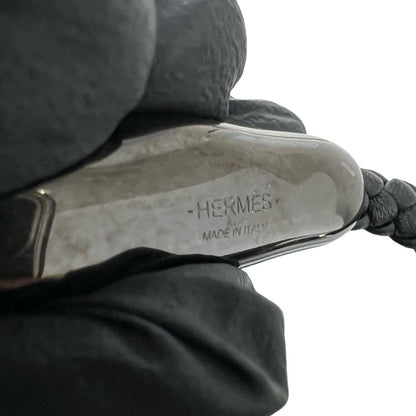 Hermes Wave Bracelet Leather Black Silver — view 2