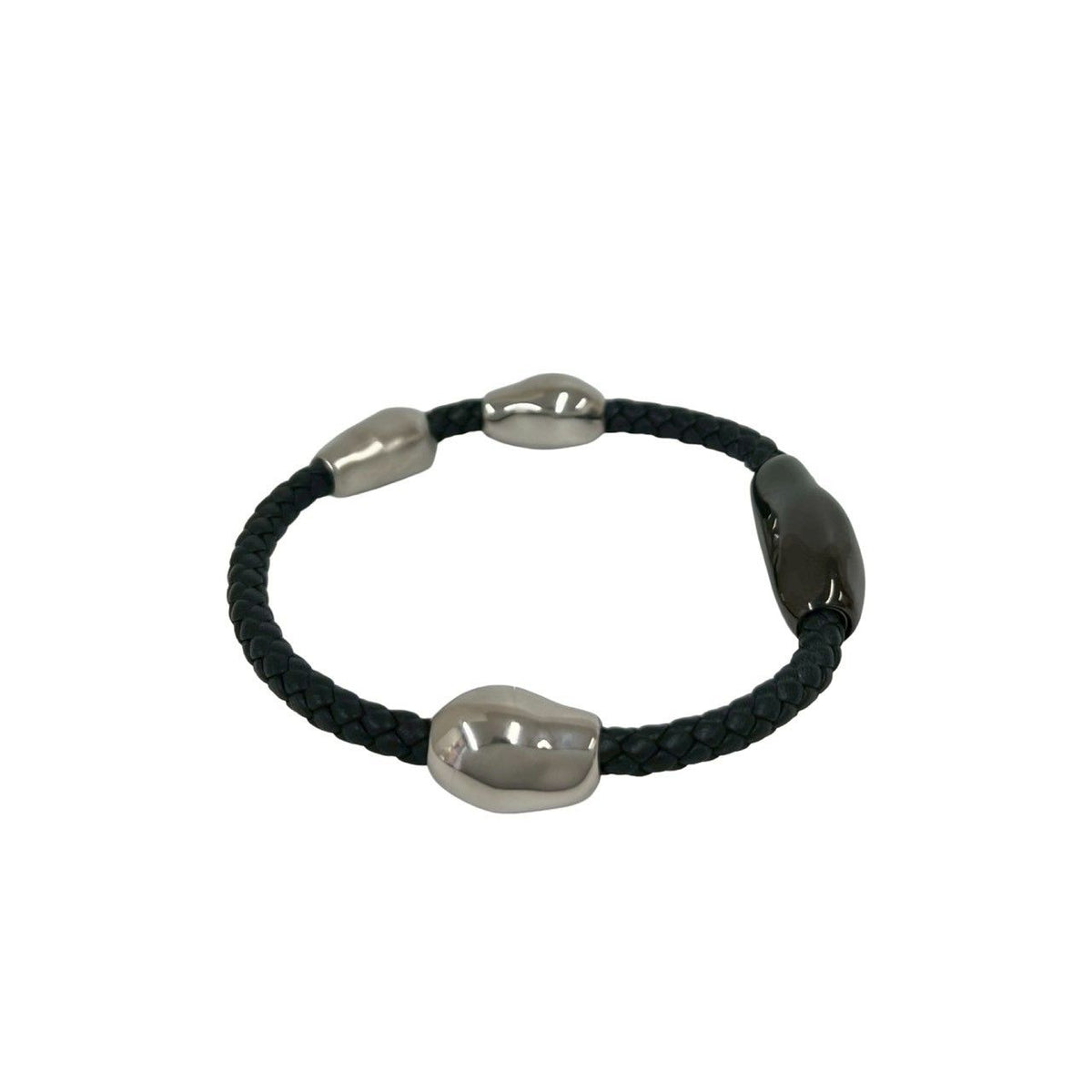 Hermes Wave Bracelet Leather Black Silver — view 4