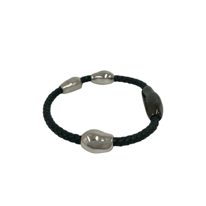 Hermes Wave Bracelet Leather Black Silver — view 4
