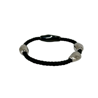 Hermes Wave Bracelet Leather Black Silver — view 5