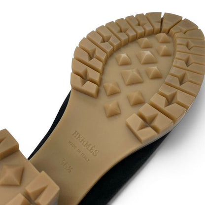 Hermes Flor 60 Sandals Shoes Suede Shearling Black Brown Silver Constance Mules — view 8