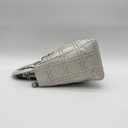 Dior Limited Model Lady Shoulder Bag Studs 2-Way Scarf White Leather — view 4