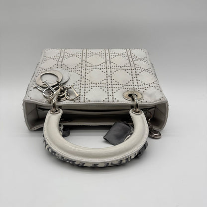 Dior Limited Model Lady Shoulder Bag Studs 2-Way Scarf White Leather — view 5
