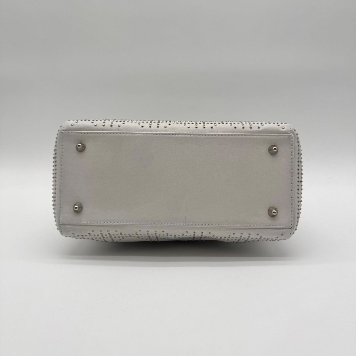 Dior Limited Model Lady Shoulder Bag Studs 2-Way Scarf White Leather — view 6