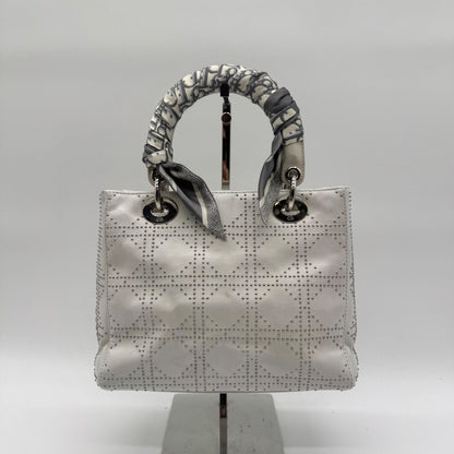 Dior Limited Model Lady Shoulder Bag Studs 2-Way Scarf White Leather — view 2