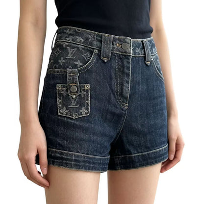 Louis Vuitton Shorts Monogram LV Logo Denim Blue