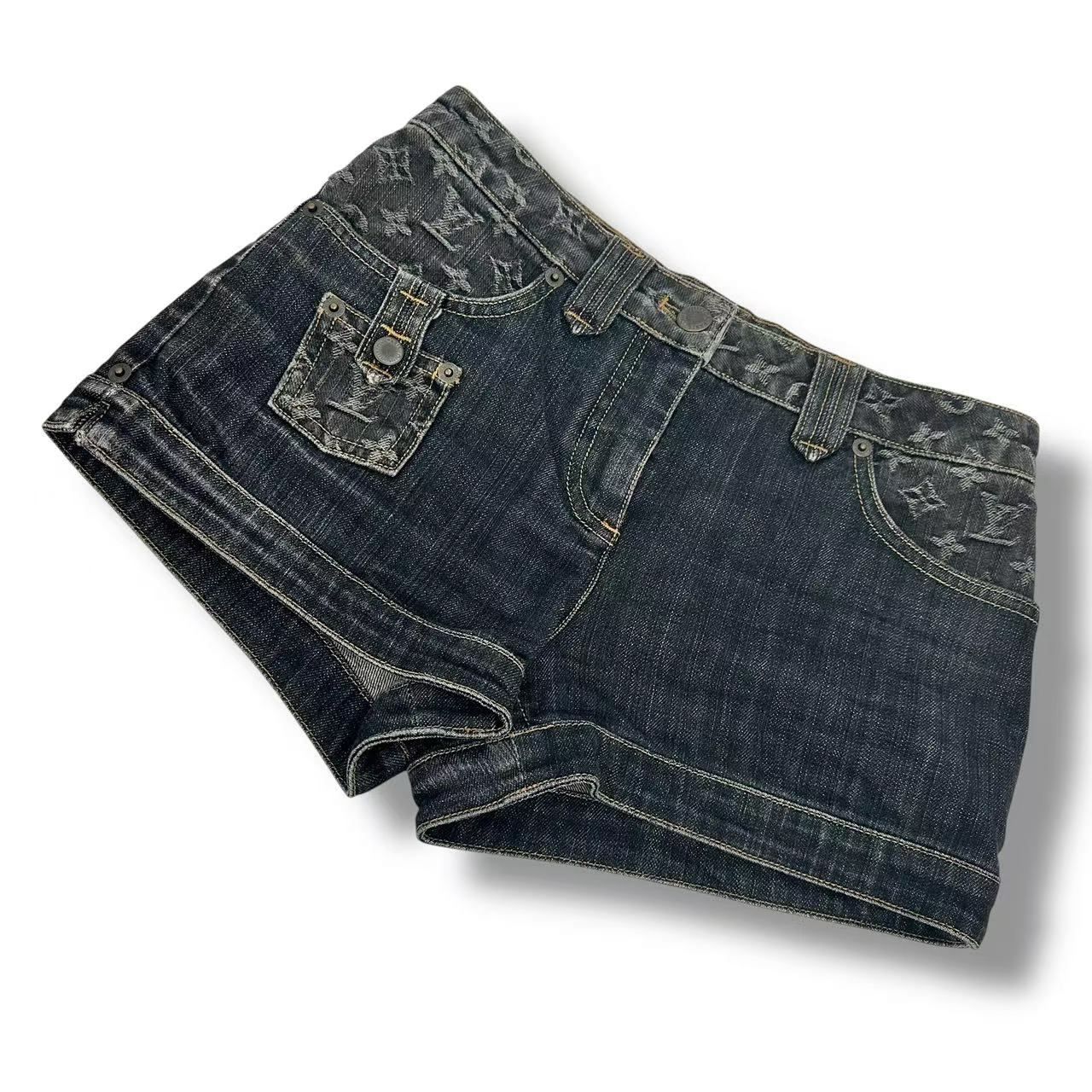 Louis Vuitton Shorts Monogram LV Logo Denim Blue — view 2