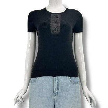Chanel Short Sleeve Top CC Logo See Through — view 2