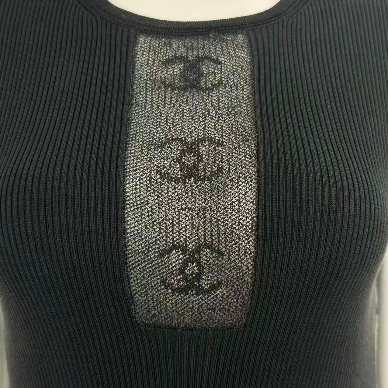 Chanel Short Sleeve Top CC Logo See Through — view 5