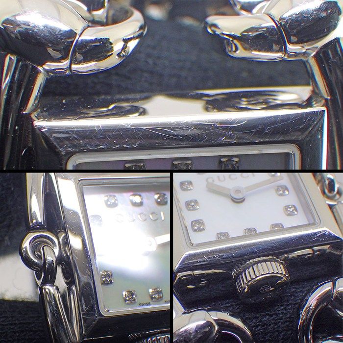 Gucci Watch Signoria 116.5 12 Points Diamond Index Square White Mother Of Pearl — view 7