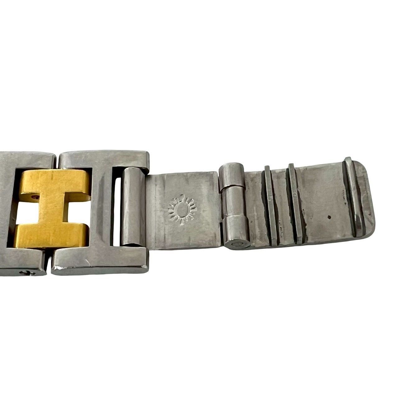 Hermes Also-H Logo Stainless Steel Quartz Watch Wrist Silver Gold — view 4
