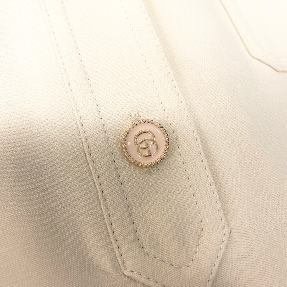 Gucci Double Chain Short Sleeve Polo Dress 40 Ivory — view 7
