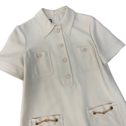 Gucci Double Chain Short Sleeve Polo Dress 40 Ivory — view 4