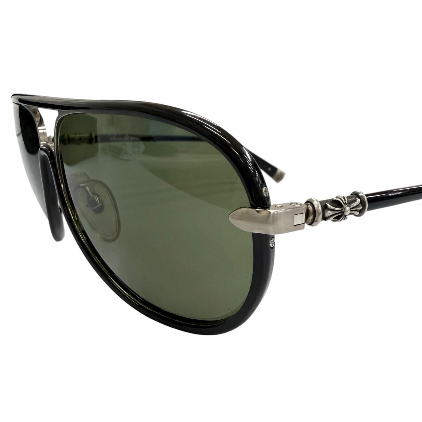 Chrome Hearts Mflaps Part 925 Acetate Teardrop Sunglasses Black Silver 63