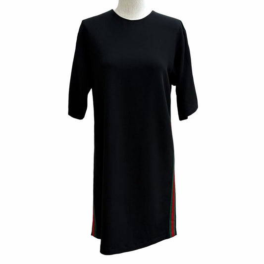Gucci Sherry Line Crew Neck Short Sleeve Mini Length Jersey Dress Black 38
