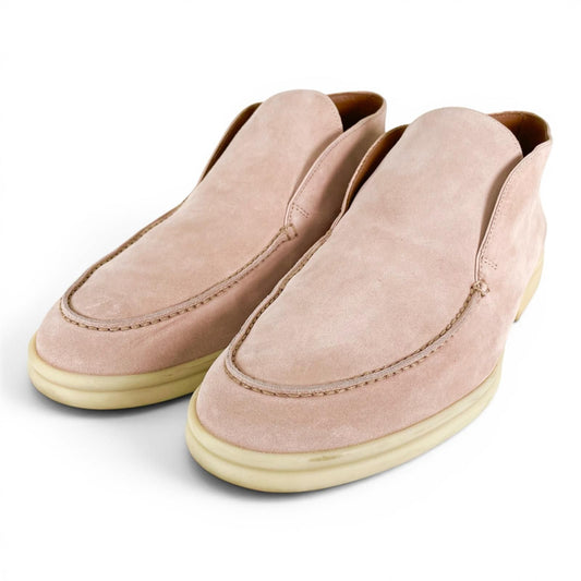 Loro Piana Open Walk Suede Leather Ankle Boots Pink