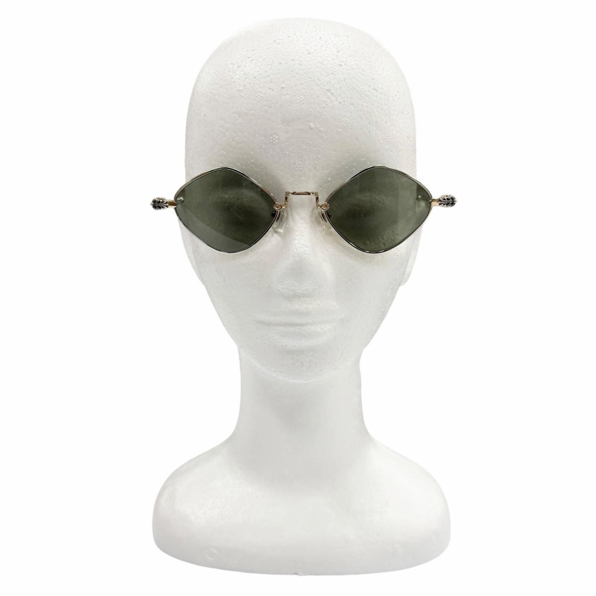 Chrome Hearts Diamond Dog 925 Floral Cross Sunglasses Gold Clear Green 50 — view 3