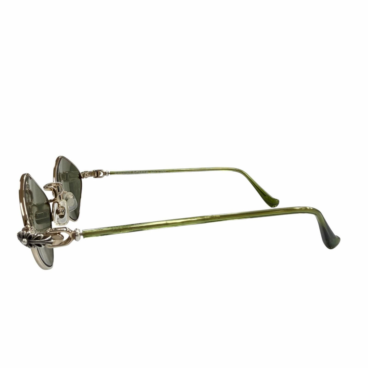 Chrome Hearts Diamond Dog 925 Floral Cross Sunglasses Gold Clear Green 50 — view 4