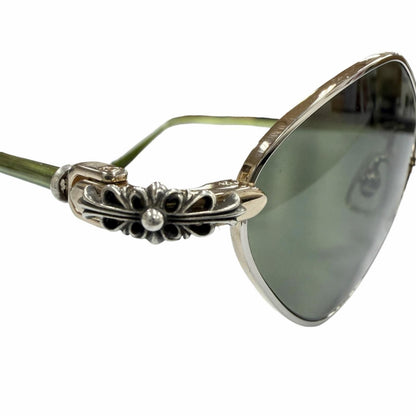 Chrome Hearts Diamond Dog 925 Floral Cross Sunglasses Gold Clear Green 50 — view 8
