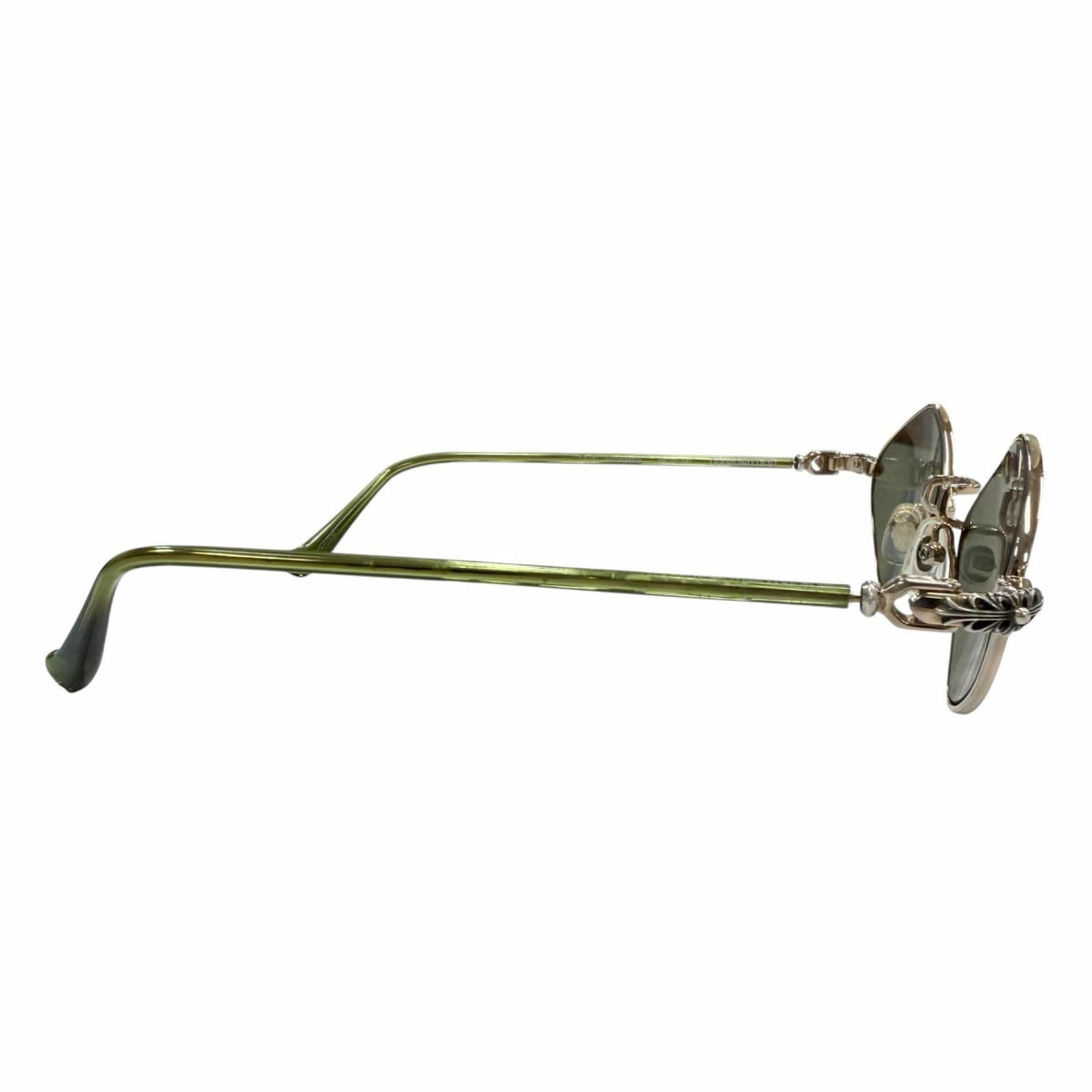 Chrome Hearts Diamond Dog 925 Floral Cross Sunglasses Gold Clear Green 50 — view 5